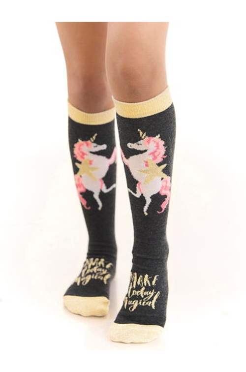 Unicorn Girls Knee Socks Black
