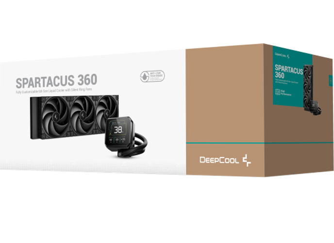 DeepCool SPARTACUS 360 LCD Liquid Cooler 360mm 6th Gen Pump 3400RPM 3.4" 640x480 TFT LCD Screen 2500 RPM Fan Speed 79.89 CFM Fan Airflow , Black product thumbnail 2