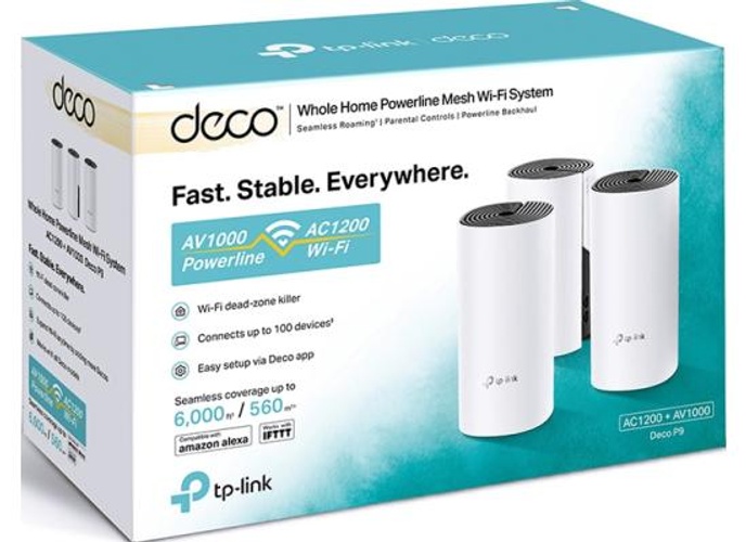 TP-Link Deco P9 Whole Home Powerline Mesh Wi-Fi System Up to 6000 Sq ft Coverage Dual-Band AC1200+HomePlug AV1000 Gigabit Ports (3 Pack) product thumbnail 2