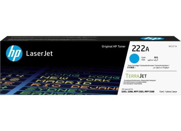 Hp 222a Cyan Original Laserjet Toner Cartridge (W2221a) Compatible With Hp Laserjet Pro 3203, 3288, 3303, 3388 Printers product thumbnail 2