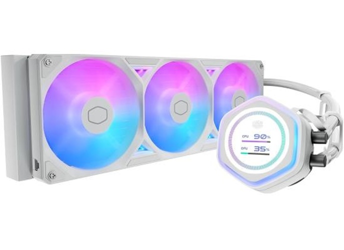 Cooler Master Atmos II 360 LCD AIO CPU Liquid Cooler – 360mm Radiator, Customizable LCD Display, 3X ARGB PWM Fans, Dual-Chamber Pump, Ultra-Quiet Performance, AMD AM5/AM4 & Intel LGA 1851/1700, White product thumbnail 2