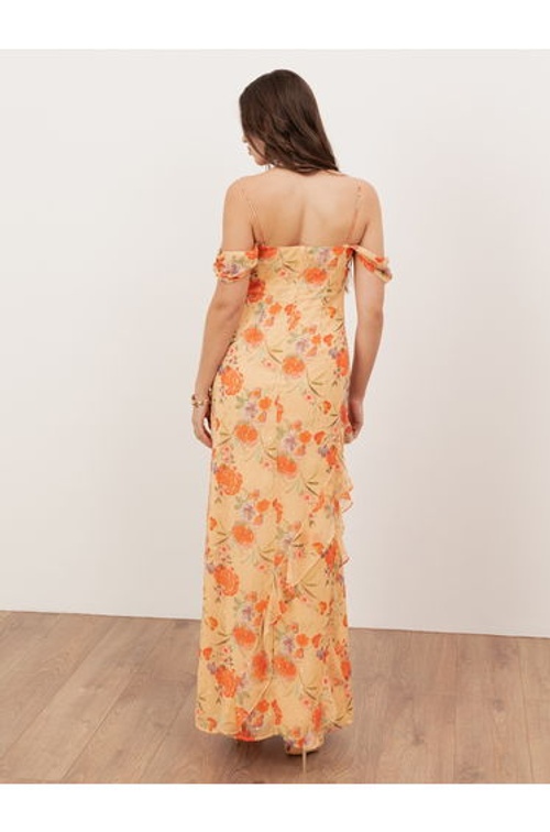 Anaya With Love Recycled Floral Print Cowl Neck Cold Shoulder Ruffle Maxi Dress product thumbnail 2