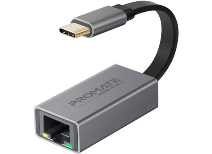 Promate GigaLink-C USB-C Adapter Premium Aluminium Alloy Full-Speed USB Type-C to 10/100/1000Mbps RJ45 Gigabit Ethernet product thumbnail 2