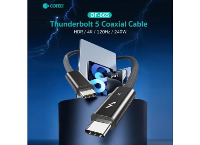 COTECI OF-065 Cable Thunderbolt 5 Coaxial USB-C to C 240W PD Fast Charging 80Gbps 4K 120Hz HDR Support product thumbnail 2