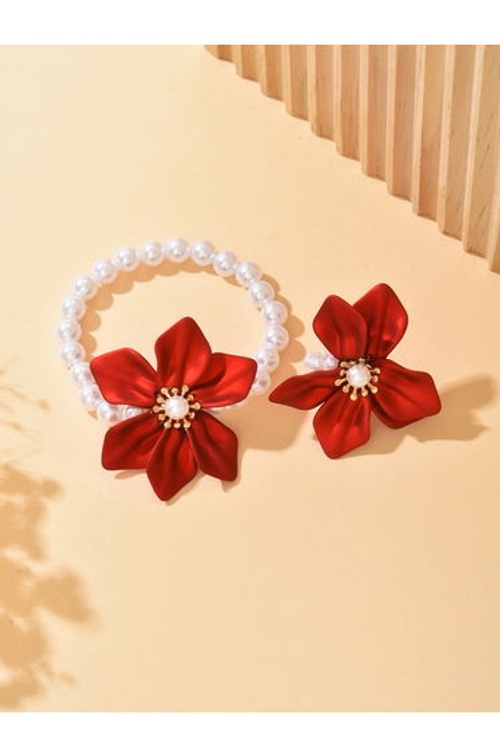 Red Flower Ring and Bracelet Sets product thumbnail 3