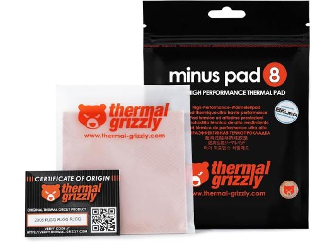Thermal Grizzly TG-MP8 Minus Pad 8 High Performance Thermal Pad, High Thermal Conductivity, High Compressibility, 100x100x0.6mm Dimension product thumbnail 2