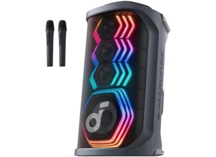 Anker soundcore Rave 3S AI Party Speaker with 2 Wireless Microphones, 200W Sound, AI Vocal Removal, Reverb, Light Show, 12H Playtime, Portable Bluetooth PA System for Home, Party, or Backyard - Black product thumbnail 2