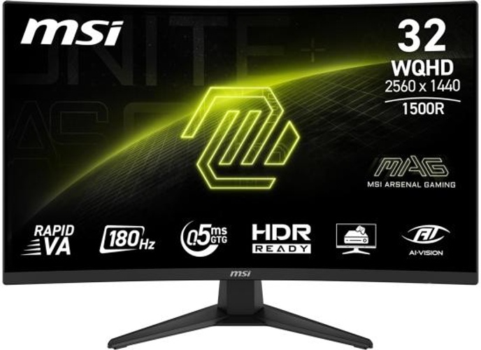MSI MAG 321CQF E18 32" Curved 1500R QHD 2K 1440P 180Hz AMD FreeSync 0.5ms HDR Ready Low Blue Light Ai Vision Gaming Computer Monitor - Black product thumbnail 2