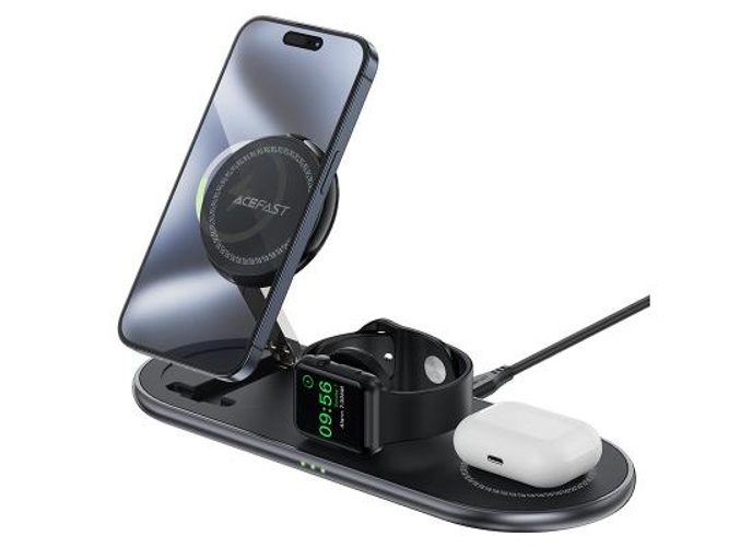 ACEFAST E19 Qi2 3-in-1 Desktop Wireless Charging Holder Magnetic wireless charger for phone, TWS headset, smart watch. Compatible with all iPhone mobile - Black product thumbnail 2
