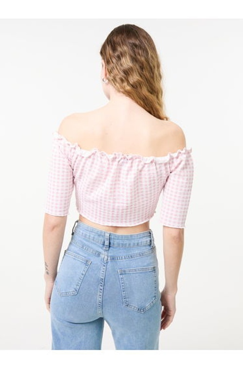 Frill Detail Gingham Bardot Top product thumbnail 4