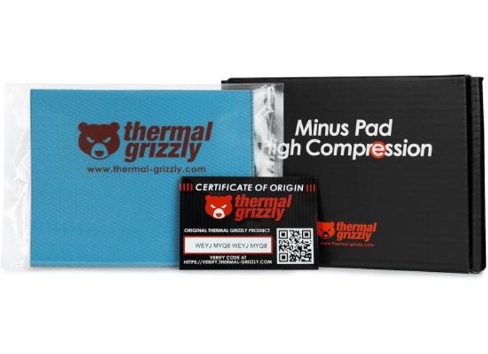Thermal Grizzly Minus Pad High Compression - 120x100x1.0mm 2-Pack Thermal Interface Pad, Electrically Non-Conductive, High Thermal Conductivity & High Compressibility for SSDs, GPUs & Electronics product thumbnail 2