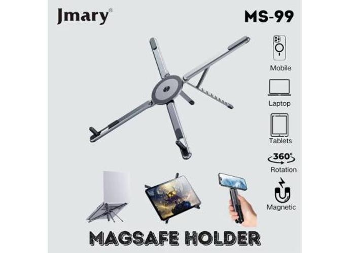 Jmary 3 in 1 Aluminum Magnetic Laptop, Tablets, Mobile Stand Adjustable - Space Gray product thumbnail 2