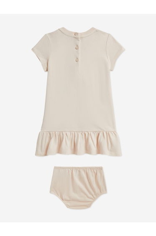Ralph Lauren Baby Girls Polo Bear Peplum Jersey Dress in Ivory product thumbnail 2