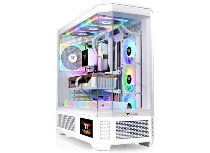 Thermaltake View 600 TG Full Tower 420mm Radiator Support Hidden Connector Support; Rotatable PCIe Slots, Snow + Thermaltake 6.0" LCD Panel Kit Snow White product thumbnail 2