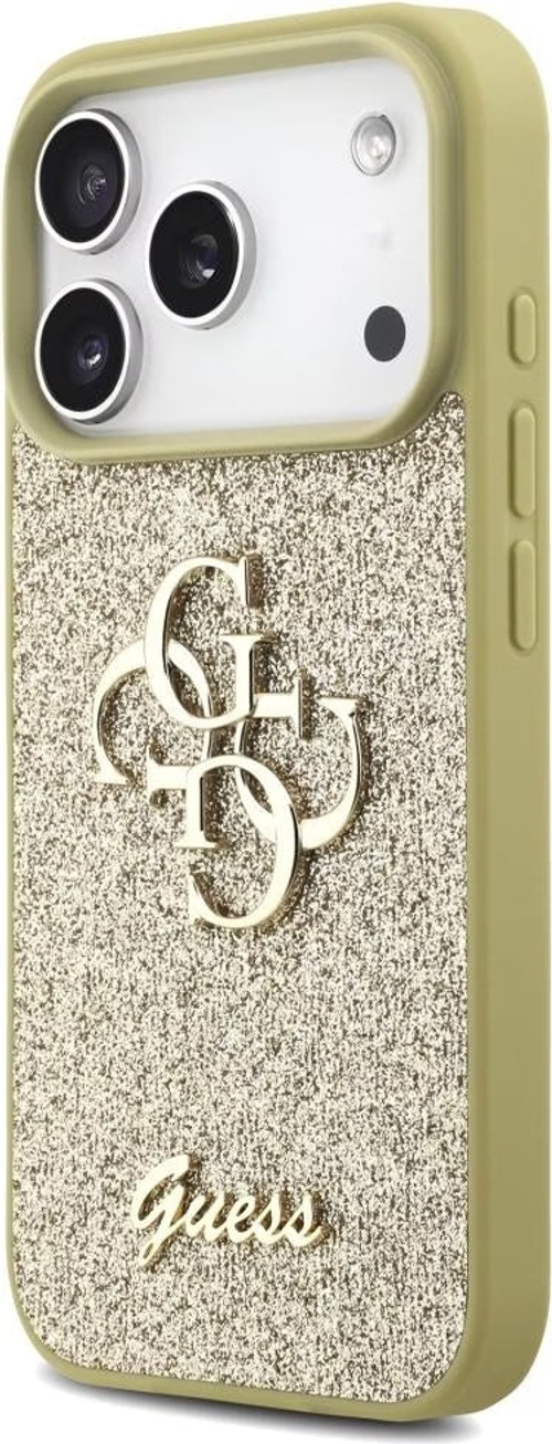 كفر جيس (Guess) بريق "Glitter" مع شعار 4G المعدني الكبير للايفون 17 برو و17 برو ماكس - ذهبي product thumbnail 3