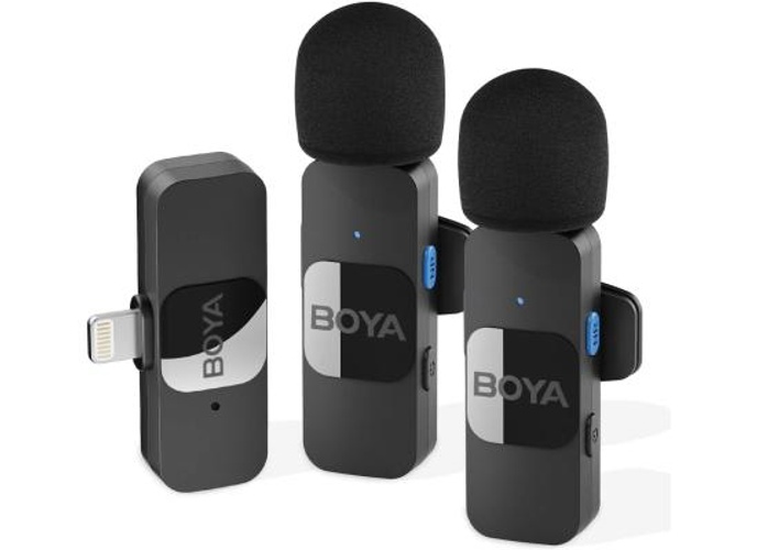 BOYA BY-V2 Wireless Microphone for iPhone,2.4GHz Plug Play Mnini Clip-on Mic for iPhone 14/14 Pro/13/13 Pro/12 iPad iOS Devices Vlogging YouTube Video Recording Podcast Interview - Black product thumbnail 2