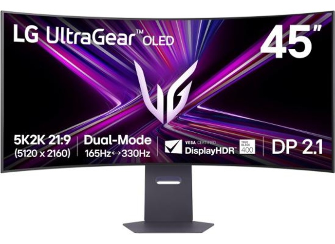 LG 45GX950A UltraGear™ 45” OLED Curved 800R Dual Mode (5K 165Hz or FHD 330Hz) 0.03ms HDR True Black 400 G-SYNC Compatible HDMI 2.1 & USB C Adjustable Stand - Black product thumbnail 2