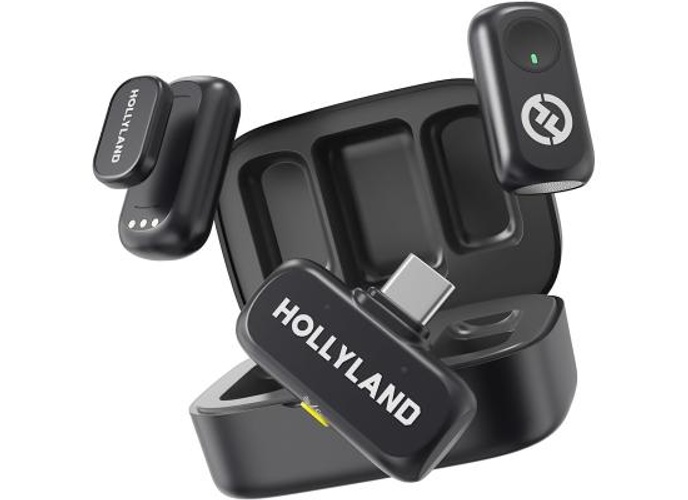 Hollyland Lark A1 Dou Wireless Microphone for iPhone 17/16/15 & Android, 48kHz/24-bit, 3-Level Intelligent Noise Cancel, Mini Mic for YouTube, Podcast, Vlogging (2TX + USB-C RX + Charging Case) - Black product thumbnail 2