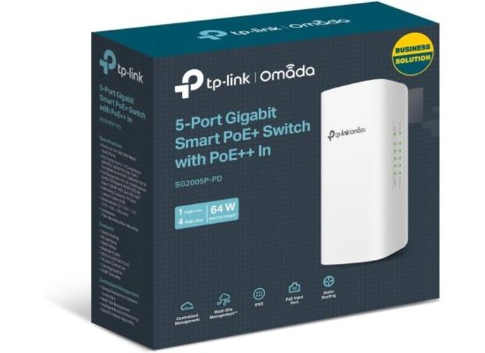 TP-Link Omada SG2005P-PD 5 Port Outdoor PoE Passthrough Gigabit Ethernet Switch | 1 PoE++ in@90W, 4 PoE+ Out Up to 64W | IP55, Static Routing, Access Control List, QoS, VLAN | PoE Powered ONLY product thumbnail 2