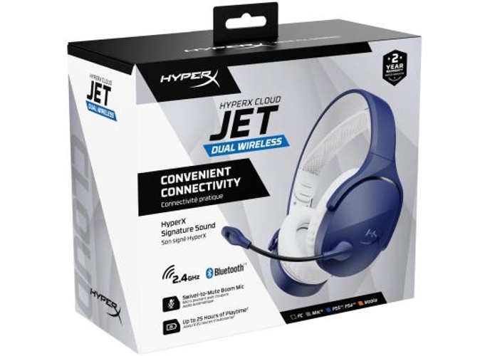 HyperX Cloud Jet Dual Wireless & Bluetooth Gaming Headset Signature HyperX Sound Swivel-to-mute Boom Mic Up to 25 hours of Playtime Intuitive Audio Controls , Blue product thumbnail 2