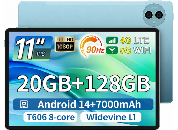 TECLAST P50 (2025) 11" IPS 90hz Android 15 WIFI & LTE Tablet (128GB Storage / 8GB + 12GB Shared Memory) 7000mAh Battery , Blue product thumbnail 2