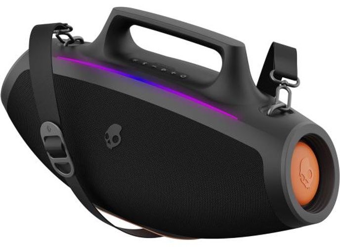 Skullcandy Barrel Bluetooth Boombox Speaker – Water-Resistant Wireless Portable Speaker, with LED Lightshow Mode, 12 Hour Battery, Multi-Link, & USB-C & USB-A Output Charging - Black product thumbnail 2