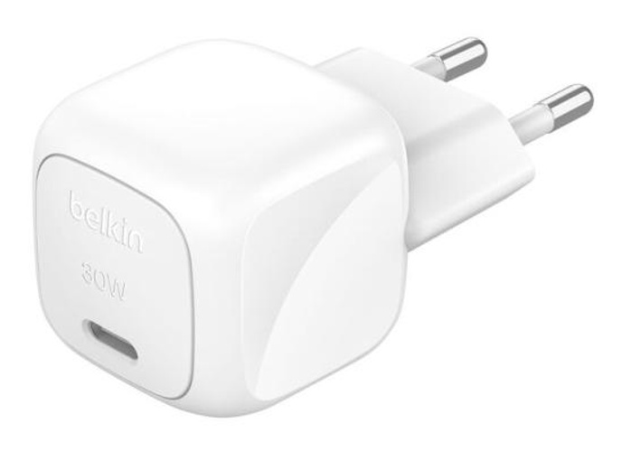 Belkin BoostCharge Compact 30W USB-C PD Fast Charging AC Charger for All iPhone 16 and iPhone 15 Models Samsung Galaxy S25, iPad, AirPods, and More - White product thumbnail 2