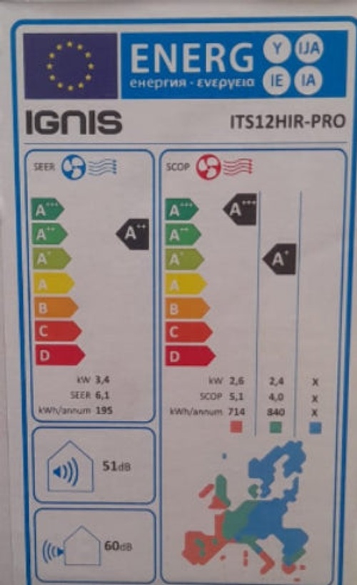 IGNIS Split Unit Air Condition A++, 12000BTU, 1Ton, White product thumbnail 3
