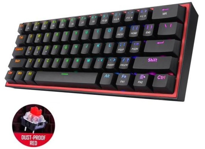 Redragon K617 Fizz RGB 60% 61 Keys Detachable Cable Mechanical Red Switches - Black product thumbnail 2