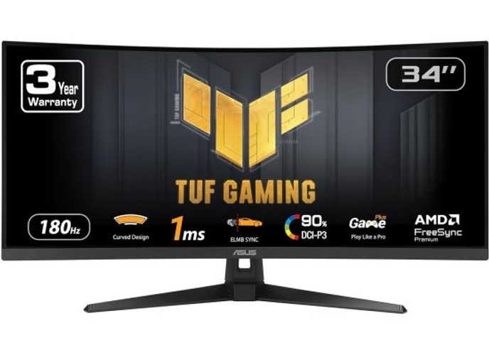 ASUS TUF Gaming VG34VQ3B Curved Monitor, 34" WQHD , 180Hz Refresh Rate, 1ms (MPRT) Response Time, AMD FreeSync Premium Technology, 16.7m Display Colors, Black product thumbnail 2