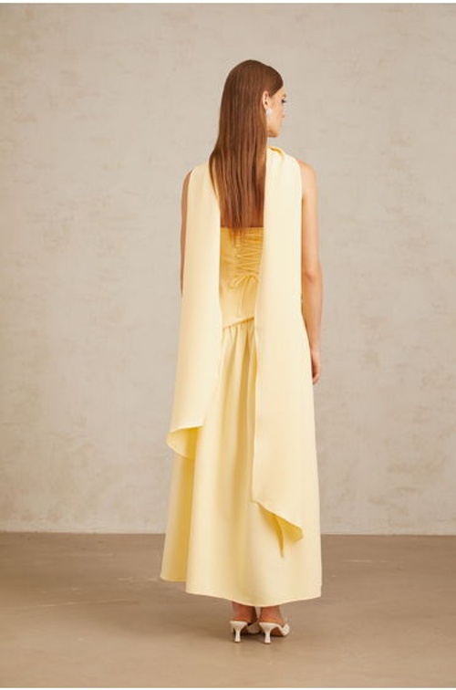 Sidonie Yellow Off-Shoulder Panel Maxi Gown product thumbnail 3