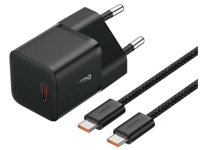 Baseus GaN5 Fast Charger (mini) 1C 20W EU Cluster Black (With: Baseus Dynamic 3 Series Fast Charging Data Cable Type-C to Type-C 100W 1m Cluster Black) product thumbnail 2