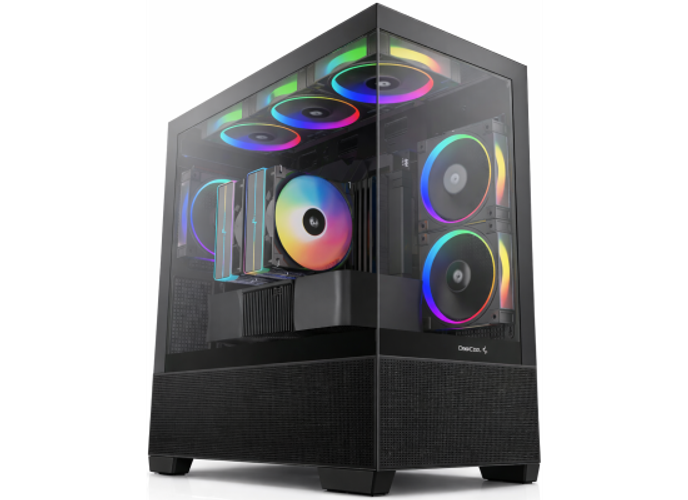 DeepCool CG380 3F Panoramic ATX Mid-Tower Case 3x Pre Installed ARGB Fans , Support Back Connectors & Up to 360mm +240mm Radiators, Front 2x USB3.0 1x USB C , Black product thumbnail 2