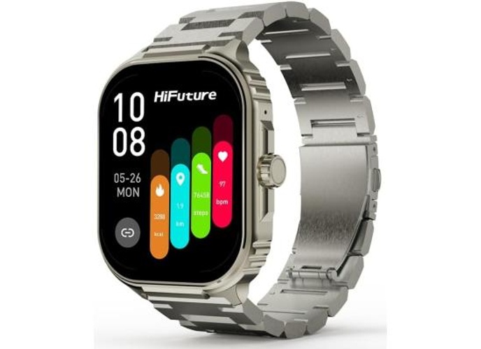 HiFuture Ultra3 PRO Premium Stainless Steel Smart Calling Watch, 2.04 Inch AMOLED Display, IP68 Waterproof, Enhanced Monitoring, 100+ Sports Modes, Sleep Monitoring, 7 Days Battery - Silver product thumbnail 2