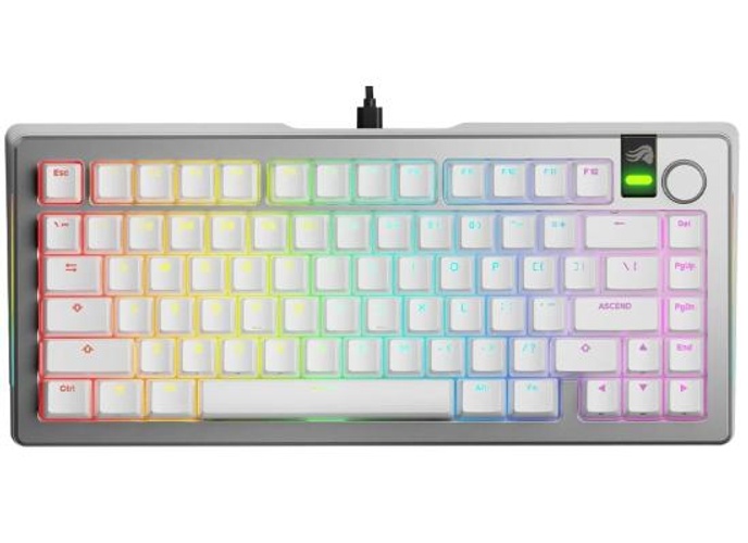 Glorious GMMK 3 HE Prebuilt Mechanical Wired Gaming Keyboard, Size 75%, Hall Effect, 8,000 Hz Polling Rate, Hot swappable, RGB Backlighting, Fox Switches, Arabic Layout, White product thumbnail 2