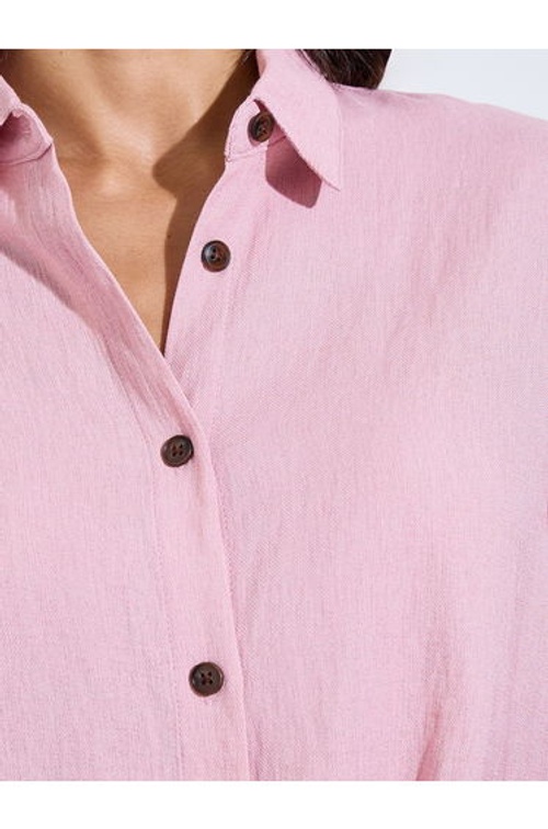 oversize fit long length shirt with shirt collar and wide leg pants modest set product thumbnail 3