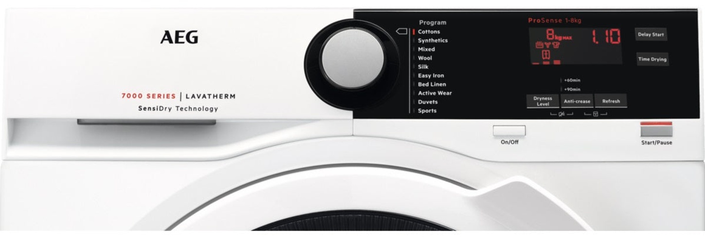 AEG Dryer Heat Pump Condenser A++, Touch LCD, Soft Drum, 8KG, 7Programs, White product thumbnail 3