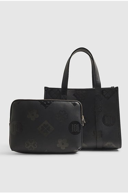 Black Logo Embossed Large Tote Bag Set product thumbnail 2