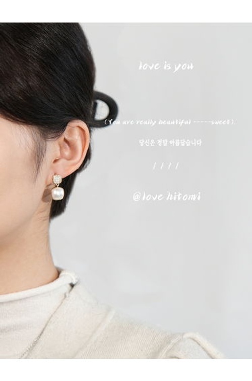 Silver Faux Pearl Bow Drop Earrings product thumbnail 3