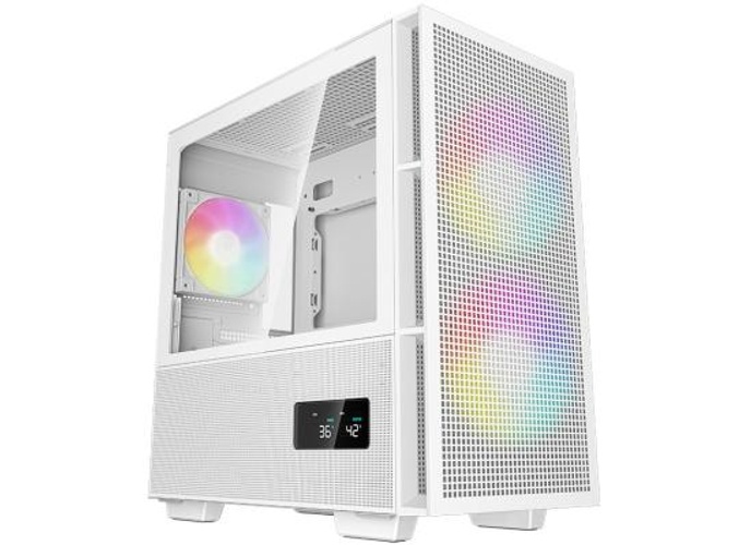Deepcool CH360 Digital Micro Tower High Air Flow w/ 2x140mm + 1x120mm ARGB Fans Real-time Dual Status Digital Display - White product thumbnail 2