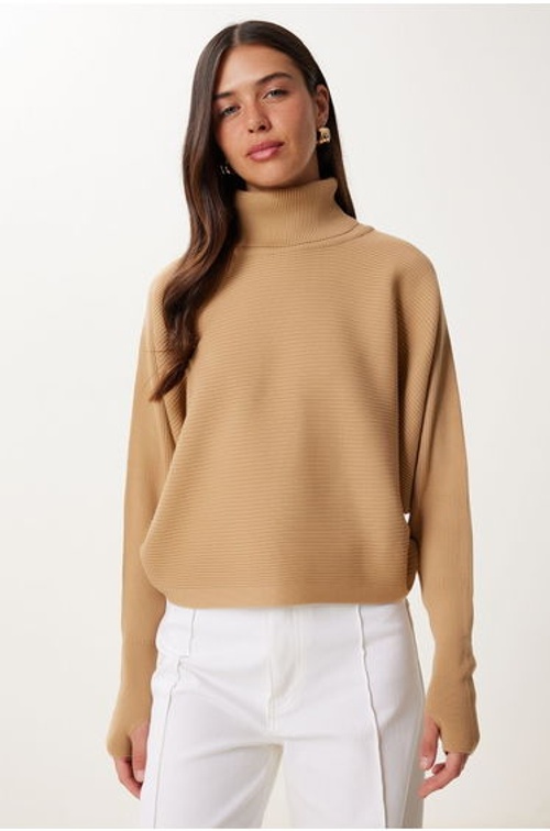 Women's Biscuit Finger-Locked Crop Ribbed Knit Sweater product thumbnail 2