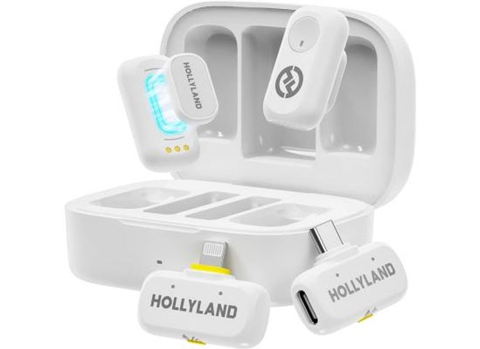 Hollyland LARK A1 Combo Wireless Microphone for iPhone, Android, Pure Sound, 3-Level Intelligent Noise Cancellation, Magnetic Mini Microphone for Vlogging, YouTube, Podcast, White product thumbnail 2