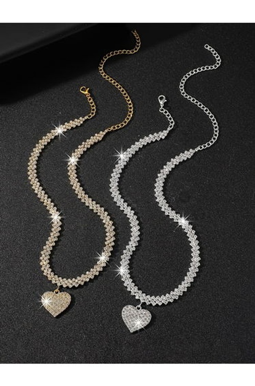 Sparkling Gold Heart Pendant Necklace product thumbnail 4
