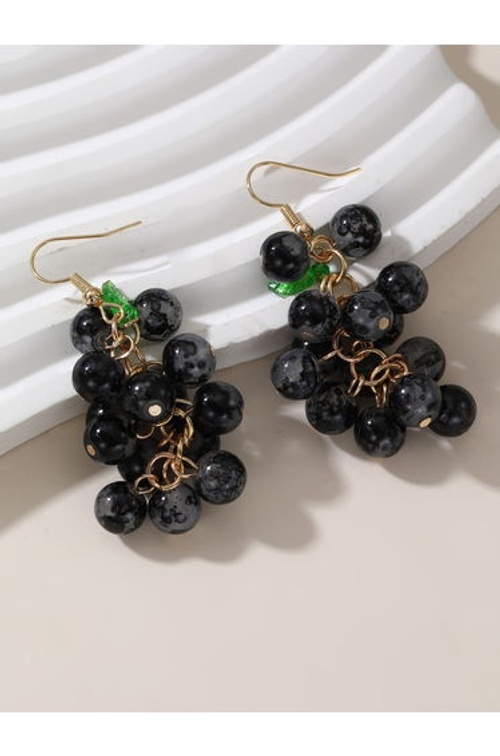 Black Grape-Shaped Drop Earrings product thumbnail 3