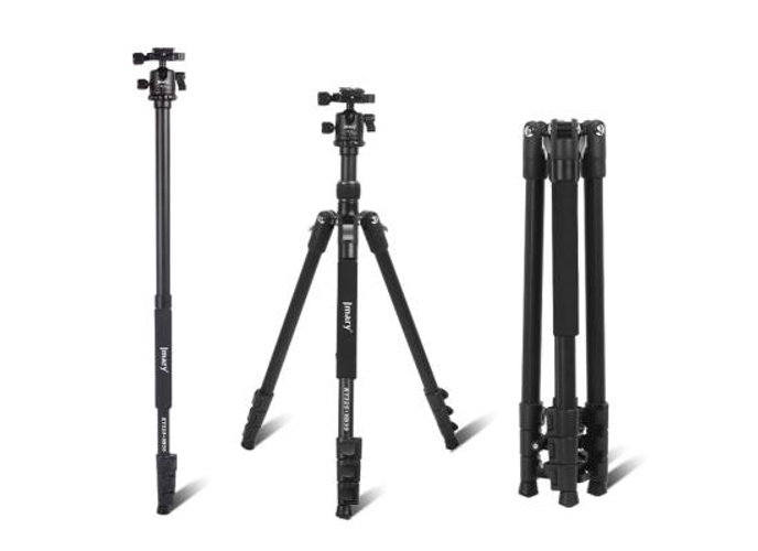 JMARY KT325-NB30 1.6m Aluminum Alloy Cell Phone Tripod Stand for SLR, Action Camera Rotating Portable Tripod Holder - Black product thumbnail 2