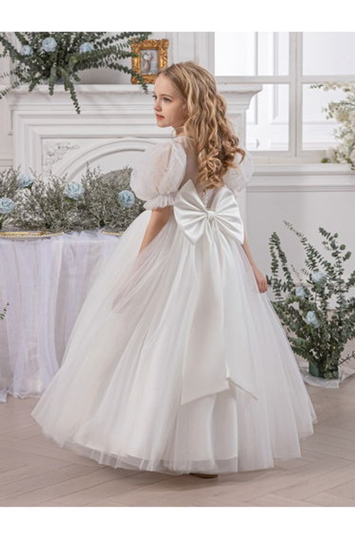 Mesh Bow Detail Puff Sleeve Dress product thumbnail 2