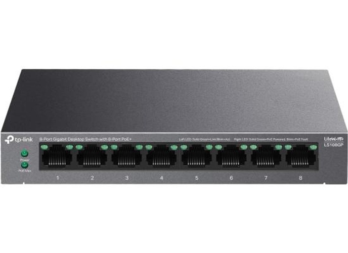 TP-Link LS108GP 8 Port PoE Gigabit Ethernet Switch 62W Extend Mode PoE Auto Recovery Desktop/Wall Mount Silent Operation product thumbnail 2