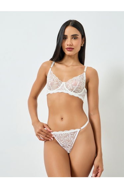 White All Over Lace Non Padded Wired Bra and Brief Set