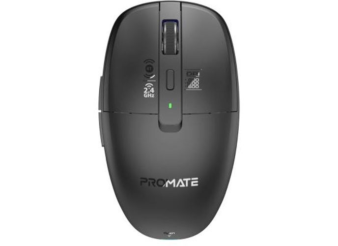 Promate Flixi Triple Mode Wireless Mouse with Bluetooth 5.1, Dual 2.4GHz USB-A & USB-C Dongles, 800/1200/1600 DPI, Silent Clicks, 500mAh Battery, 7-Color LED, Type-C Charging, 10m Range - Black product thumbnail 2