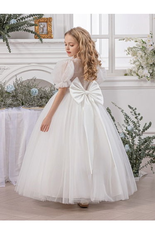 Mesh Bow Detail Puff Sleeve Dress product thumbnail 3